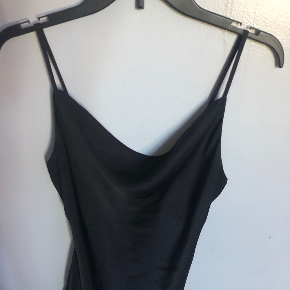 black satin dress